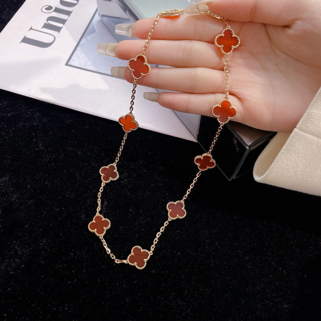CLOVERS THE 10-MOTIFS CARNELIAN NECKLACE