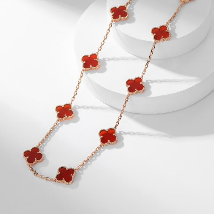 CLOVERS THE 10-MOTIFS CARNELIAN NECKLACE