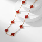 CLOVERS THE 10-MOTIFS CARNELIAN NECKLACE