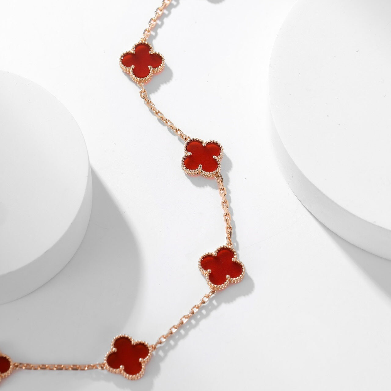 CLOVERS THE 10-MOTIFS CARNELIAN NECKLACE
