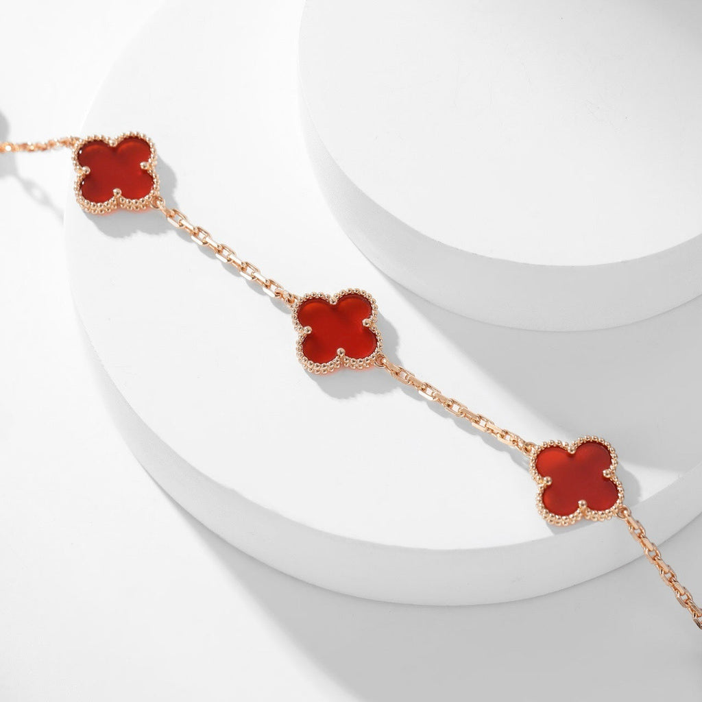CLOVERS THE 10-MOTIFS CARNELIAN NECKLACE
