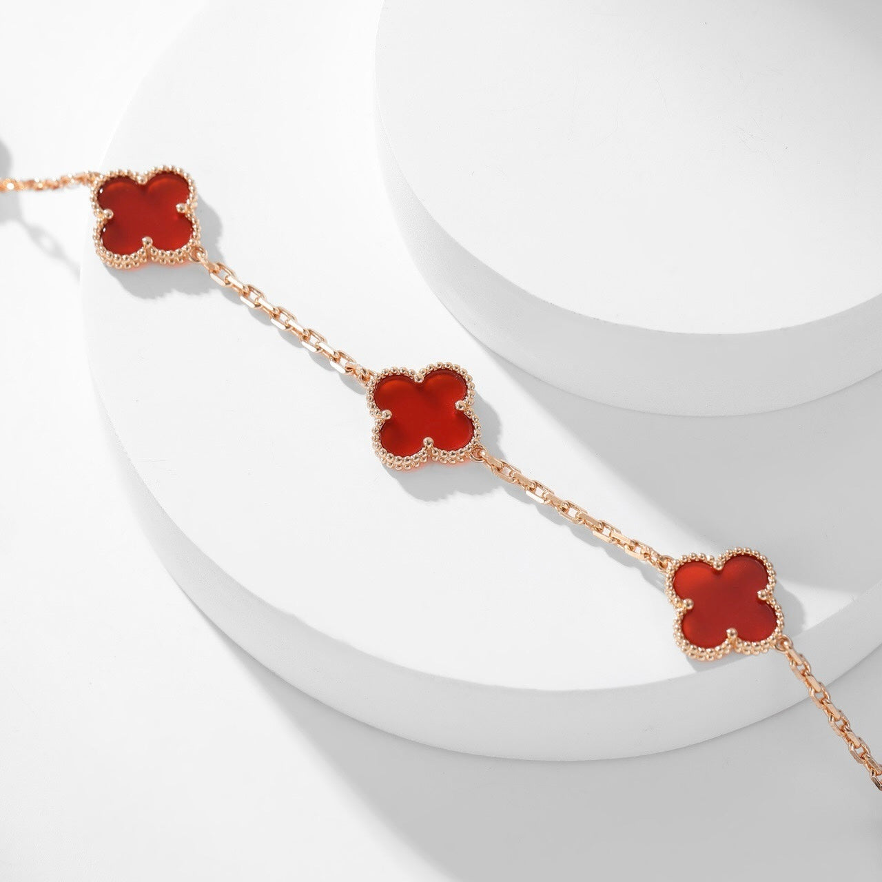 CLOVERS THE 10-MOTIFS CARNELIAN NECKLACE