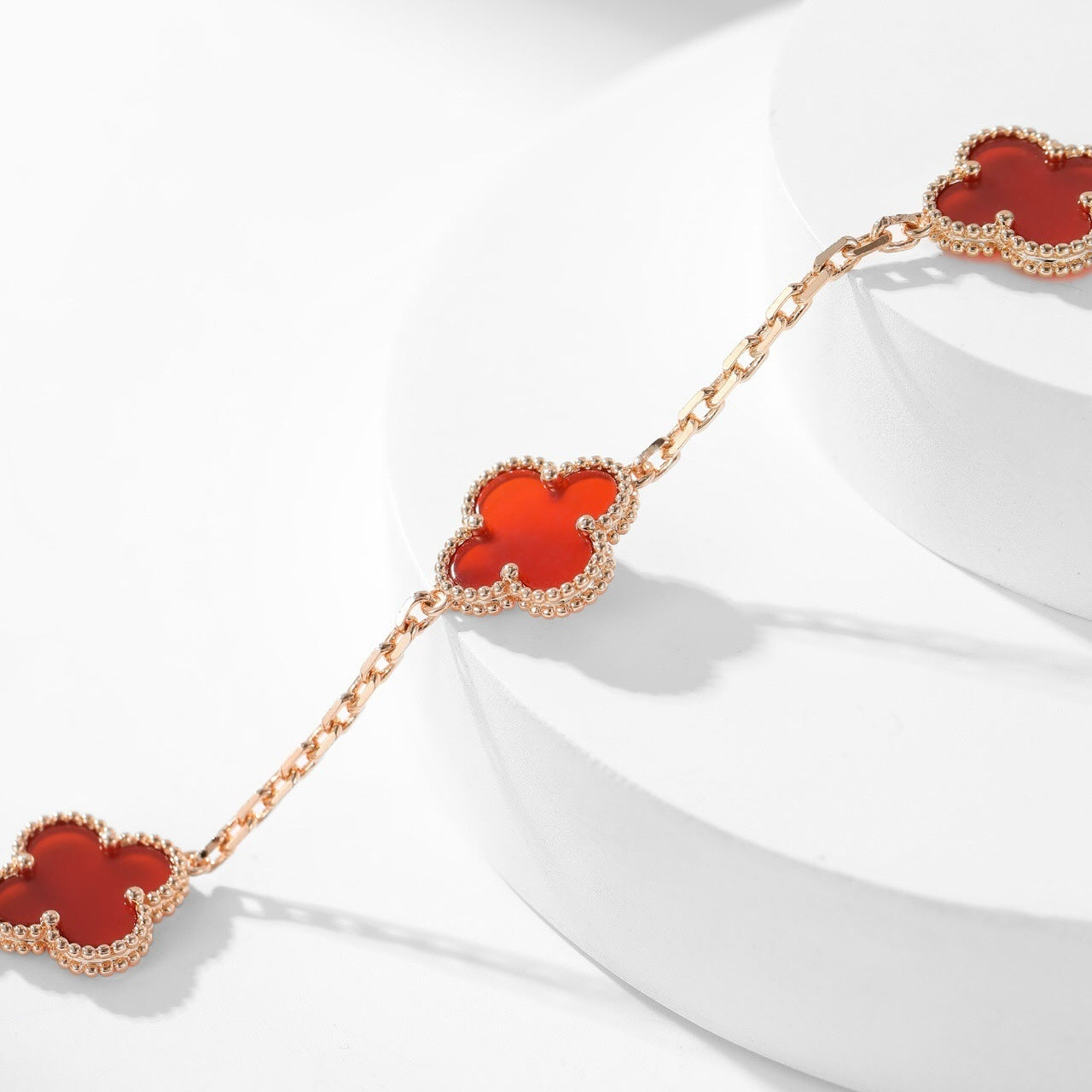 CLOVERS THE 10-MOTIFS CARNELIAN NECKLACE