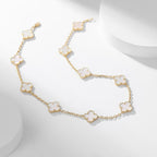CLOVERS THE 10-MOTIFS WHITE MOTHER OF PEARL NECKLACE