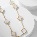 CLOVERS THE 10-MOTIFS WHITE MOTHER OF PEARL NECKLACE