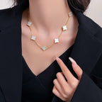 CLOVERS THE 10-MOTIFS WHITE MOTHER OF PEARL NECKLACE
