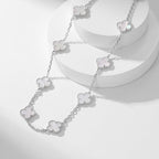 CLOVERS THE 10-MOTIFS WHITE MOTHER OF PEARL NECKLACE