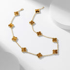 CLOVERS THE 10-MOTIFS TIGER EYE NECKLACE
