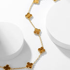 CLOVERS THE 10-MOTIFS TIGER EYE NECKLACE
