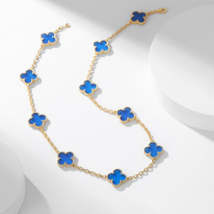 CLOVERS THE 10-MOTIFS BLUE AGATE NECKLACE