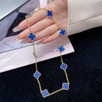 CLOVERS THE 10-MOTIFS BLUE AGATE NECKLACE