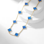 CLOVERS THE 10-MOTIFS BLUE AGATE NECKLACE