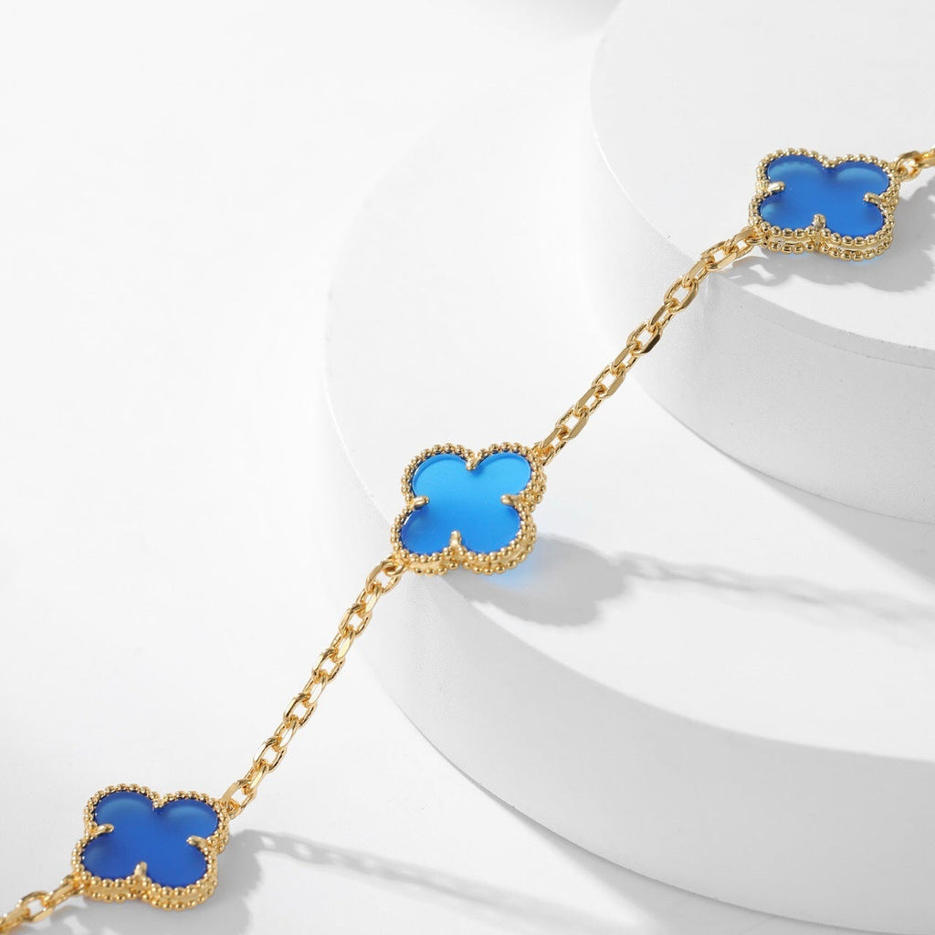 CLOVERS THE 10-MOTIFS BLUE AGATE NECKLACE
