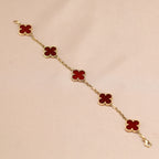CLOVER 5 MOTIFS RED AGATE BRACELET