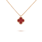 CLOVER MINI 9.5MM WHITE CARNELIANS NECKLACE