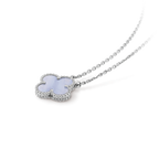 CLOVER 15MM BLUE CHALCEDONY NECKLACE SILVER