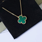 CLOVER 15MM MALACHITE SINGLE FLOWER NECKLACE