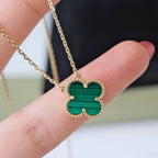 CLOVER 15MM MALACHITE SINGLE FLOWER NECKLACE