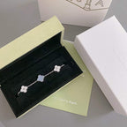 CLOVER 5 MOTIF DIAMOND PURPLE CHALCEDONY BRACELET SILVER