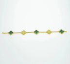CLOVER 5 MOTIF MALACHITE DIAMOND BRACELET