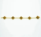 CLOVER 5 MOTIFS TIGER EYE BRACELET