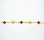 CLOVER 5 MOTIFS CARNELIAN DIAMOND BRACELET
