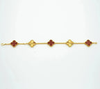 CLOVER 5 MOTIFS CARNELIAN GOLD BRACELET
