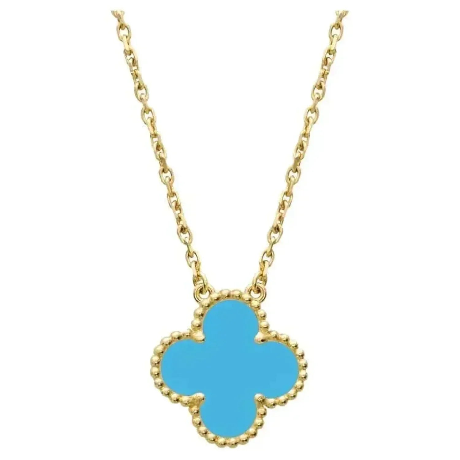 CLOVER 15MM VINTAGE TURQUOISE NECKLACE