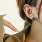 CLOVER MEDIUM 1 MOTIFS ONYX STUD EARRINGS