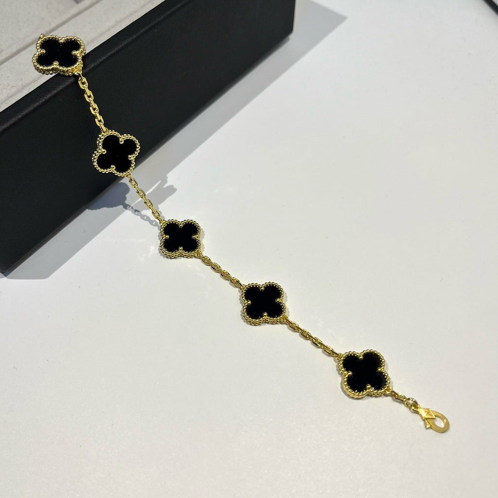 CLOVER 5 MOTIFS BLACK ONYX BRACELET