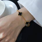 CLOVER 5 MOTIFS BLACK ONYX BRACELET