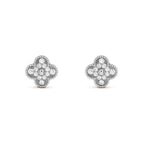 CLOVER 1 MOTIFS DIAMOND STUD EARRINGS SILVER