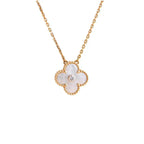 CLOVER 15MM DIAMOND WHITE FRITILLARIA NECKLACE