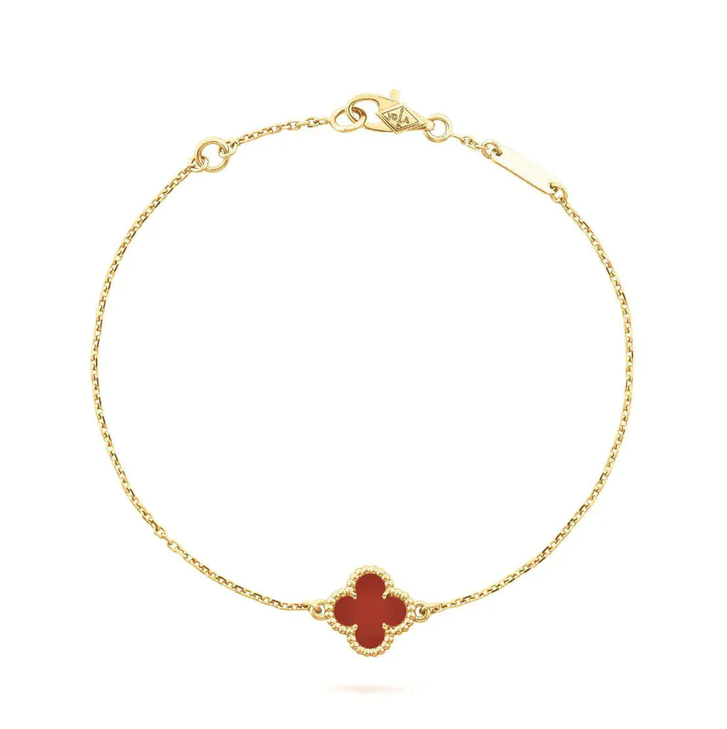 CLOVER CARNELIAN SINGLE FLOWER BRACELET