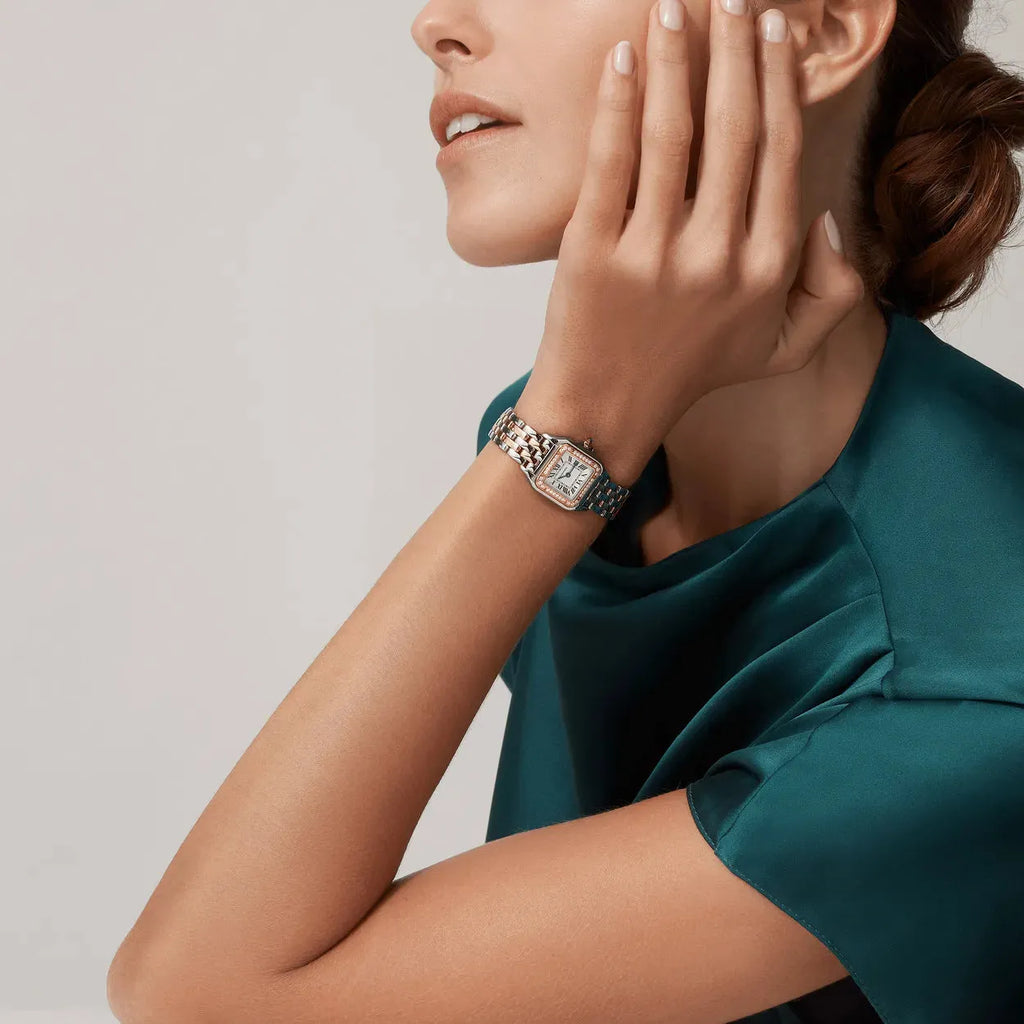 Montre Cartier - Panthère Argenté Rose Pierres