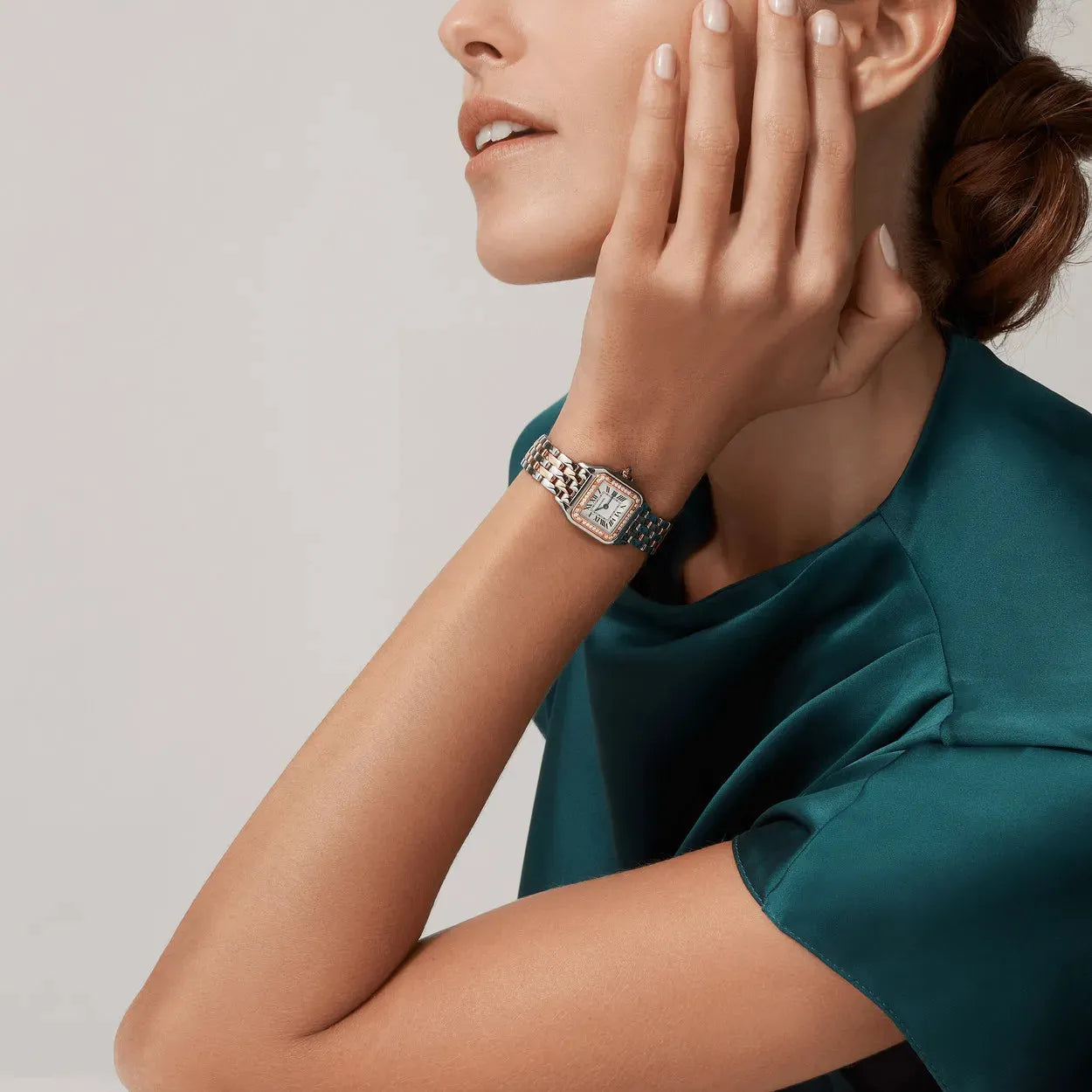 Montre Cartier - Panthère Argenté Rose Pierres