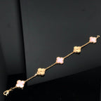 CLOVER BRACELET 5 MOTIF PINK AND PINK GOLD